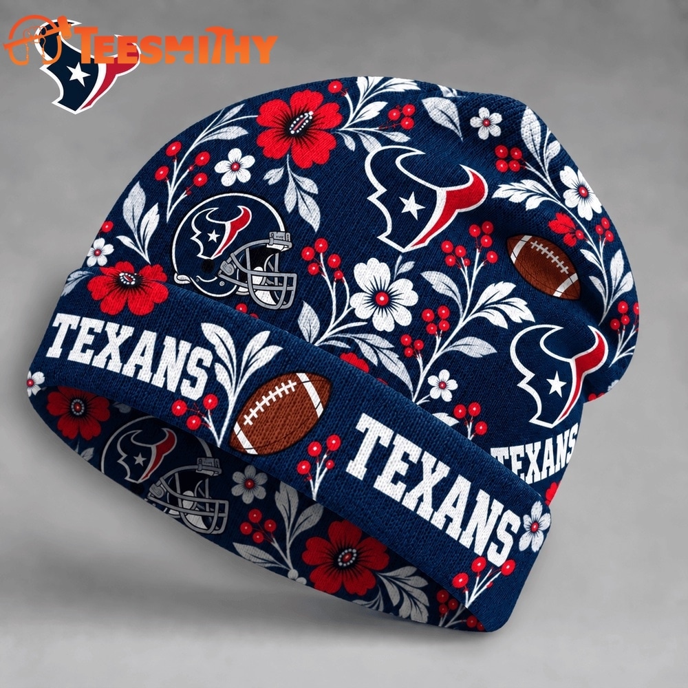 Houston Texans NFL Floral Team Pride Christmas Beanie Hats