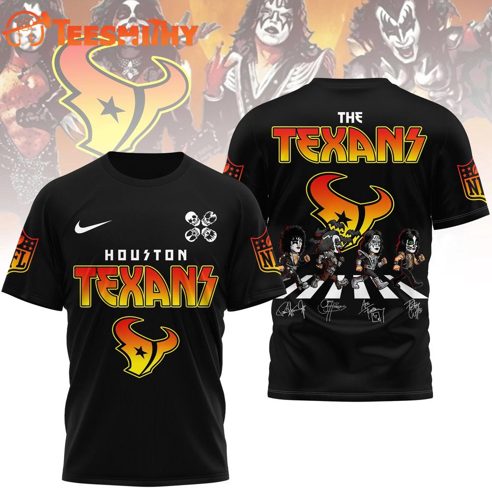 Houston Texans NFL Kiss Band Rock and Roll All Nite 3D Shirt