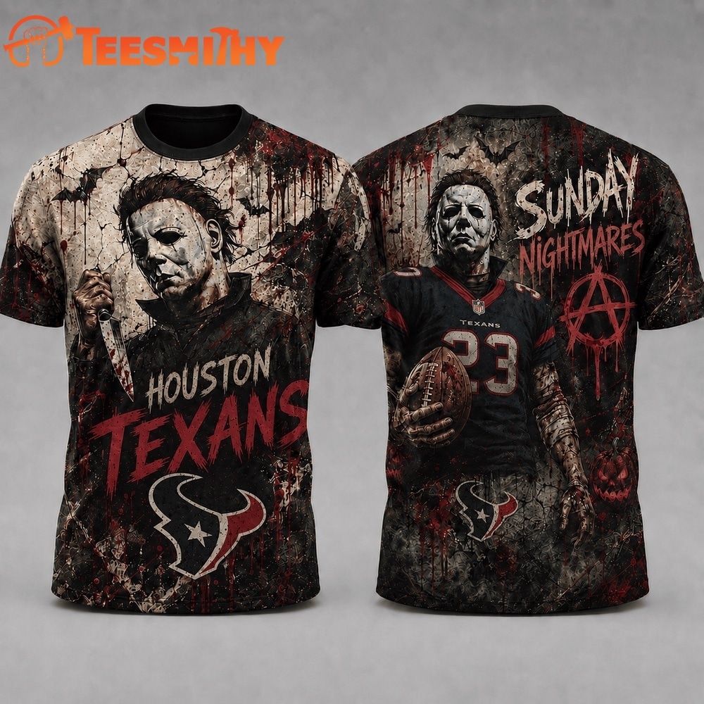 Houston Texans NFL Michael Myers Sunday Nightmares Horror Halloween 3D T Shirt