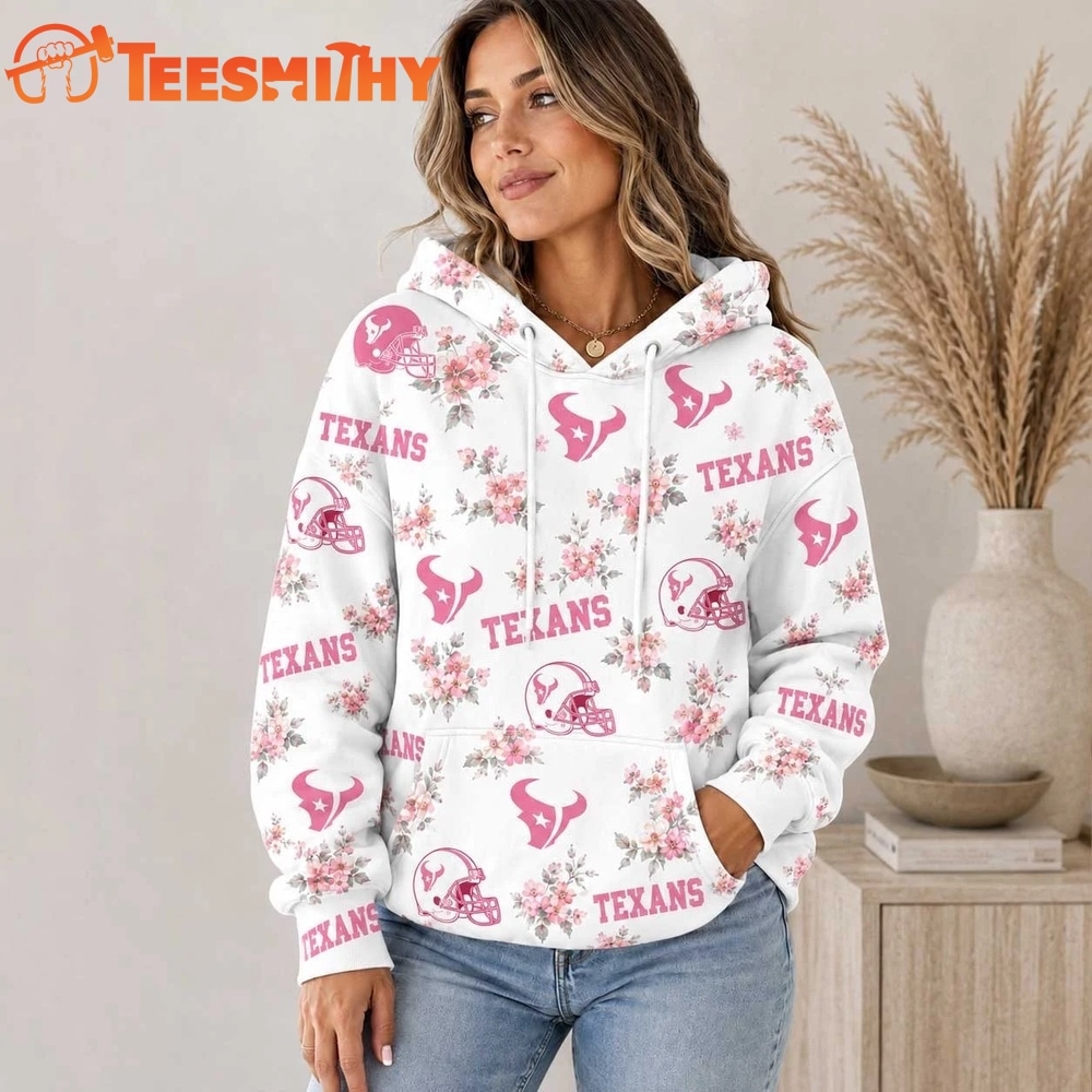 Houston Texans NFL Pink Floral Team Pride Hoodie Shirt