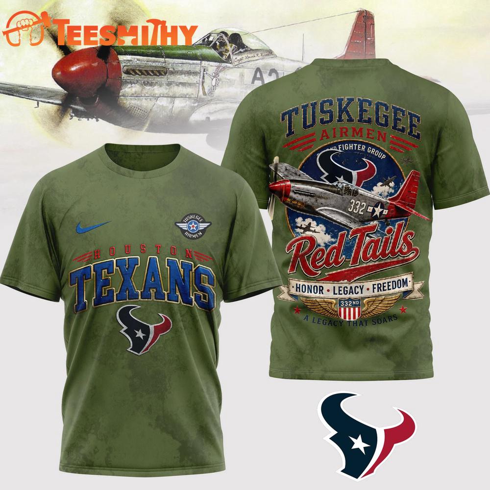 Houston Texans NFL Red Tails Legacy Game Day 3D T-Shirt