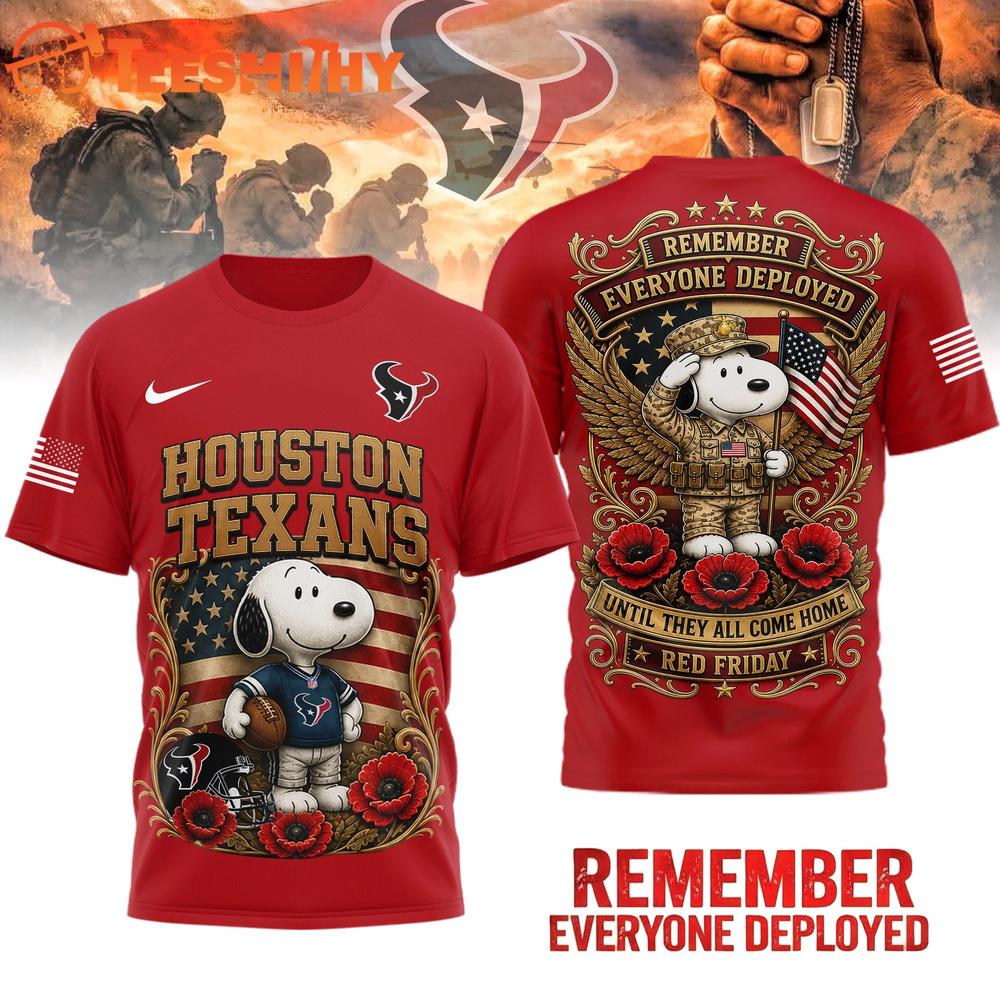 Houston Texans NFL Snoopy Remember Everyone Deployed 3D Shirt