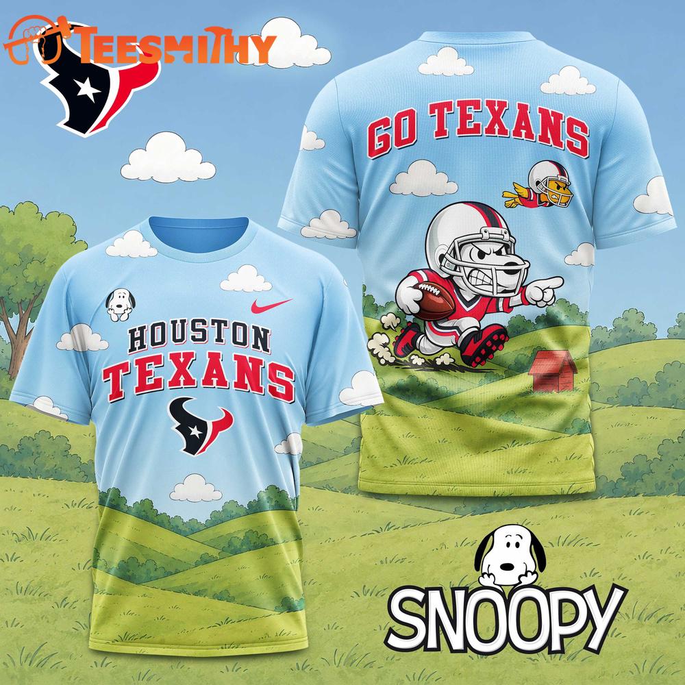 Houston Texans NFL Snoopy Touchdown 3D T-Shirt