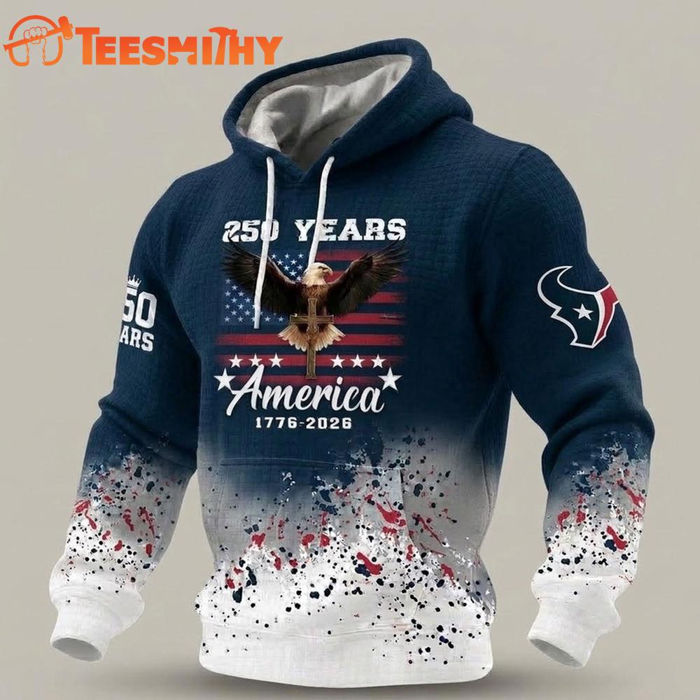 Houston Texans US 250th Anniversary Waffle Texture Strike Hoodie Shirt