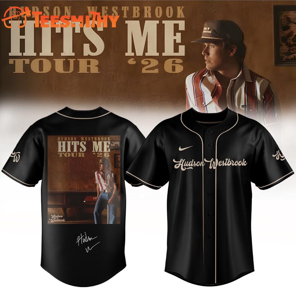 Hudson Westbrook Hits Me Tour 2026 Signature Black Baseball Jersey
