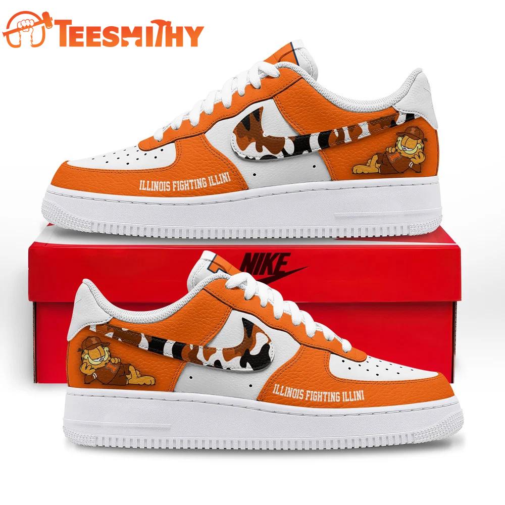 Illinois Fighting Illini NCAA Garfield Only Show Up Air Force 1 Shoes Sneaker