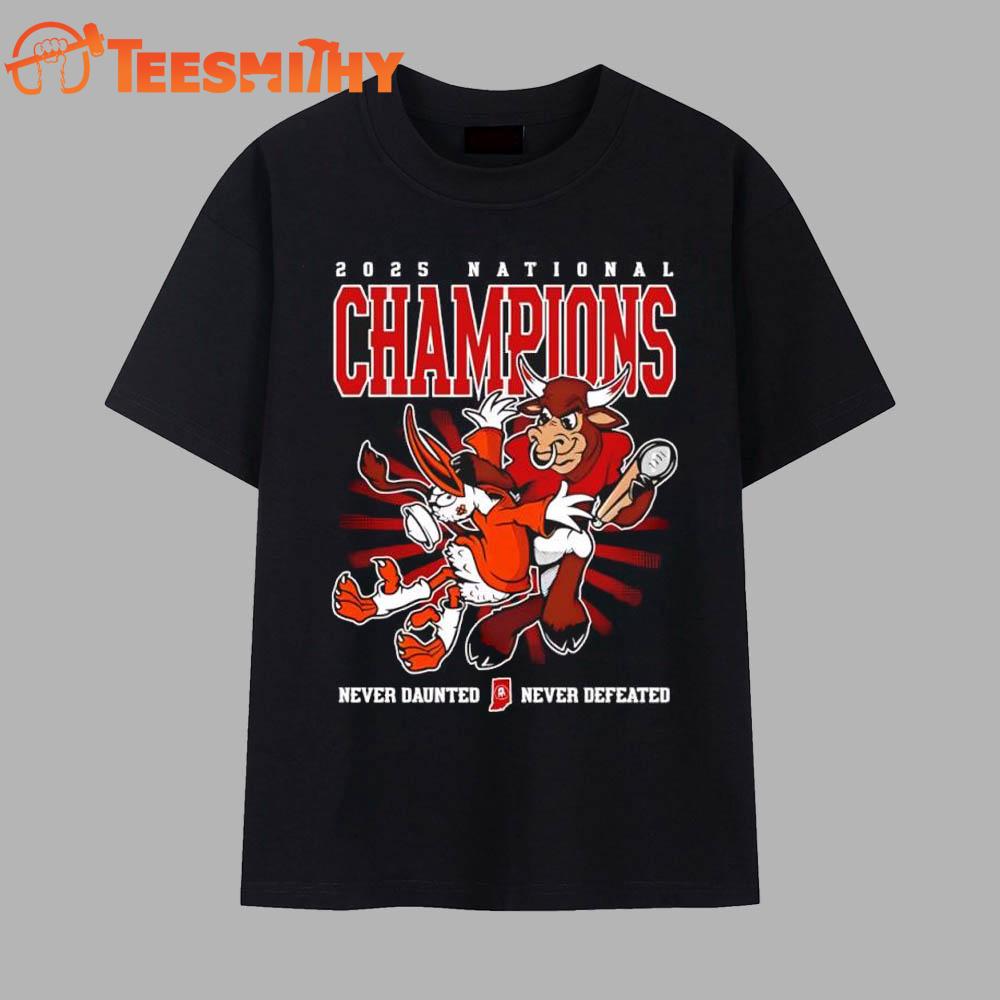 Indiana Hoosiers 2025 National Champions Never Daunted Never Defeated mascot Vintage T Shirt