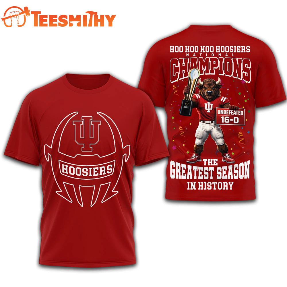 Indiana Hoosiers NCAA 2026 CFP National Champions the Greatest Season in History 3D Shirt