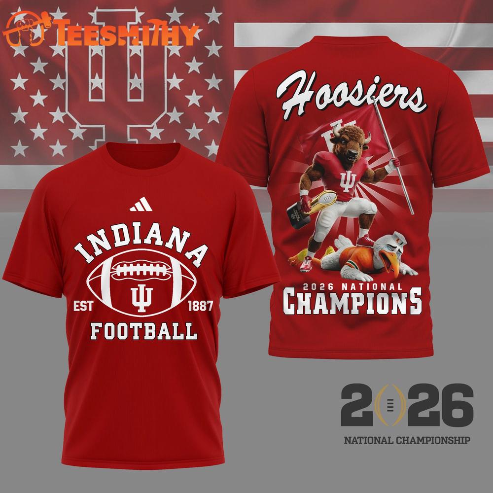 Indiana Hoosiers NCAA 2026 CFP National Champions Winner Funny Mascot 3D Shirt