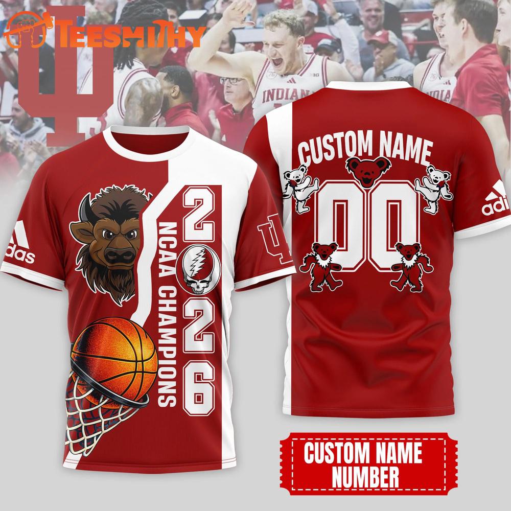 Indiana Hoosiers NCAA Grateful Dead Court Kings 2026 3D T Shirt