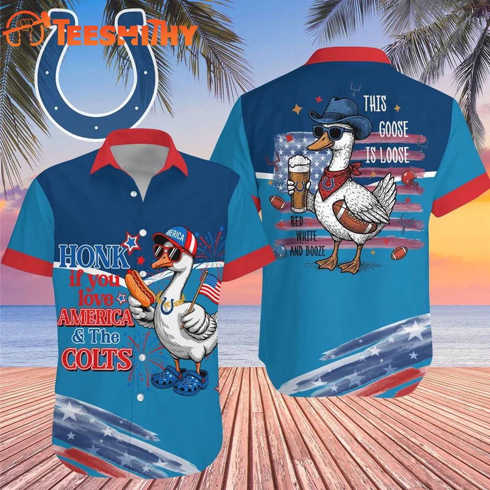 Indianapolis Colts 2026 NFL America Flag Goose Hawaiian Shirt
