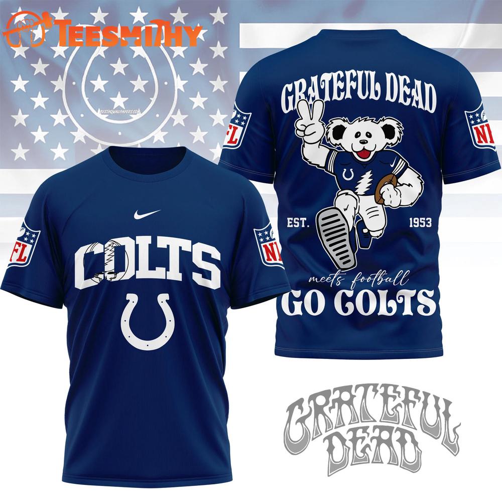 Indianapolis Colts 2026 NFL Grateful Dead Retro Bear 3D T Shirt