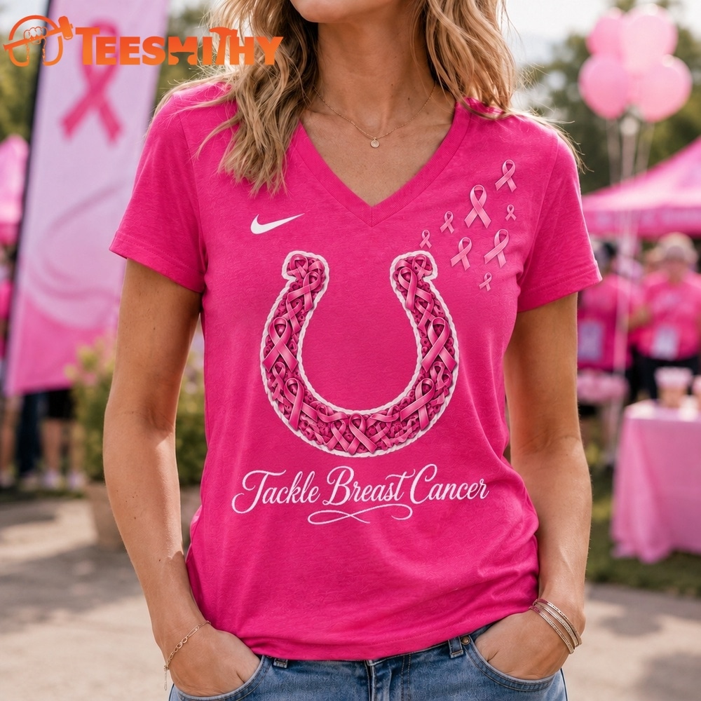 Indianapolis Colts 2026 NFL Tackle Breast Cancer V neck T Shirt