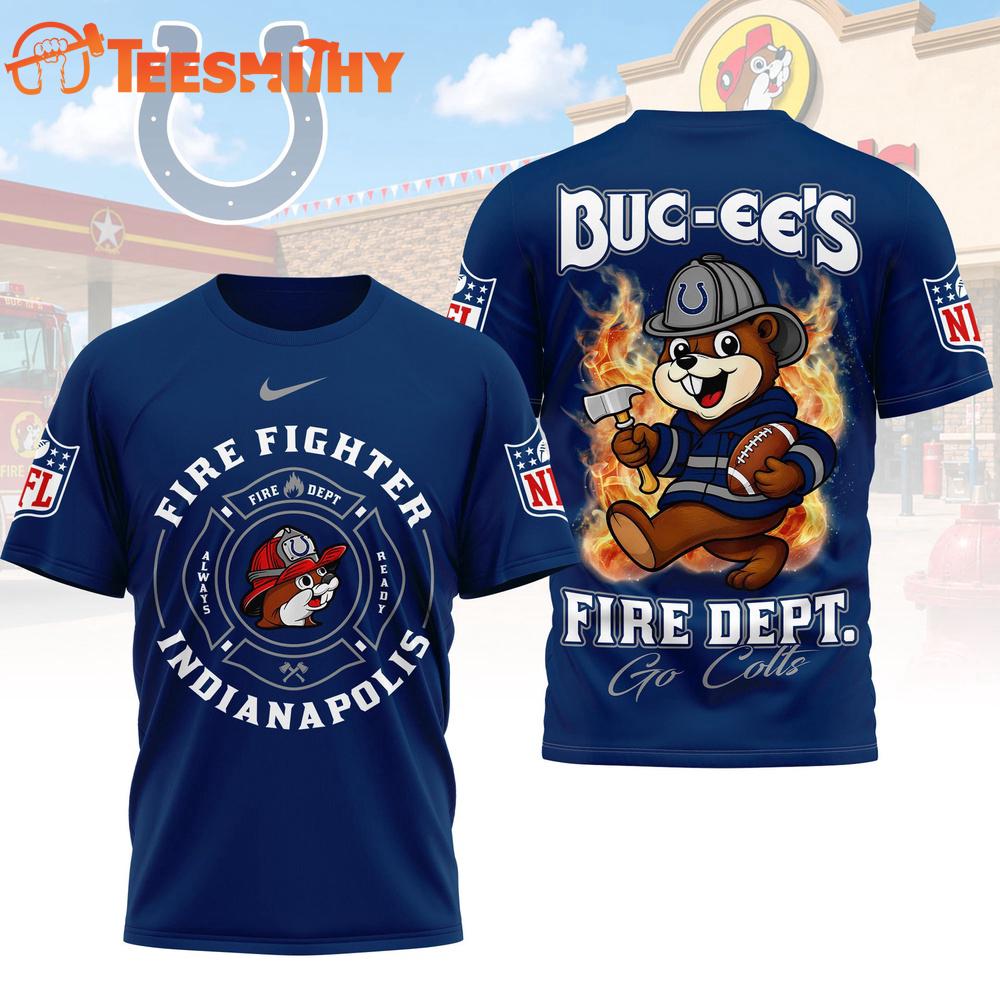 Indianapolis Colts NFL Buc-ee's Firefighter Strong 3D Shirt