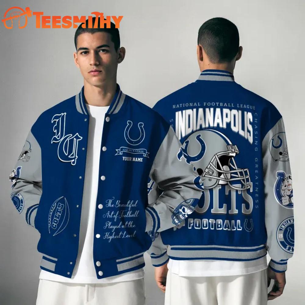 Indianapolis Colts NFL Chasing Greatness Personalized Varsity Jacket
