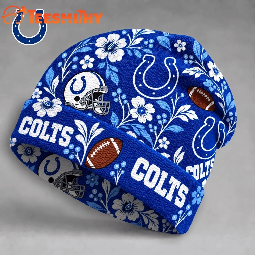 Indianapolis Colts NFL Floral Team Pride Christmas Beanie Hats