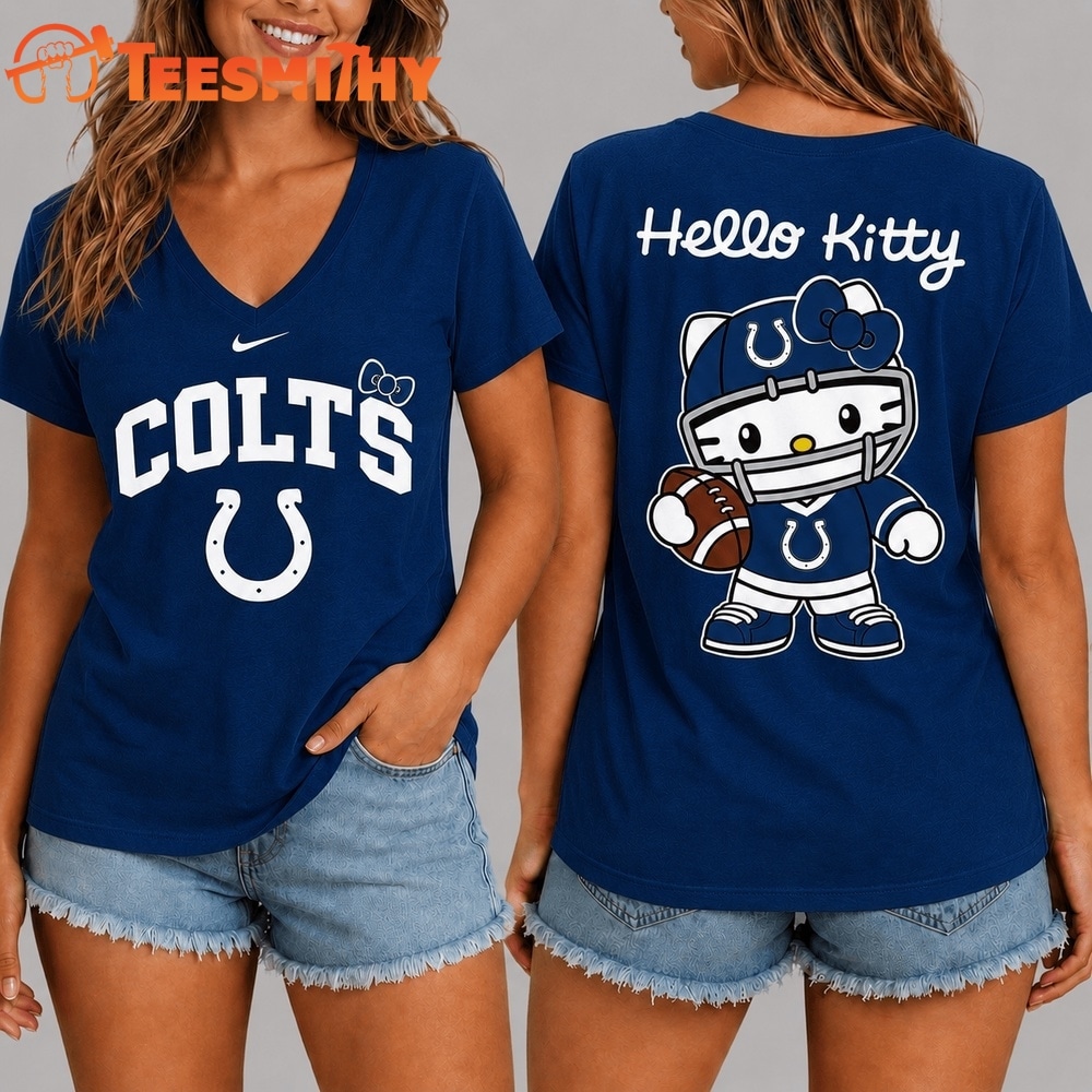 Indianapolis Colts NFL Hello Kitty Football V Neck T Shirt