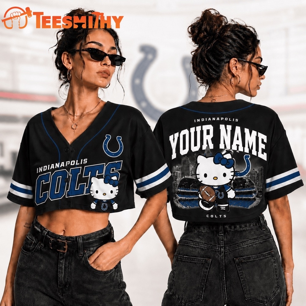 Indianapolis Colts NFL Hello Kitty Personalized Crop Top Baseball Jersey