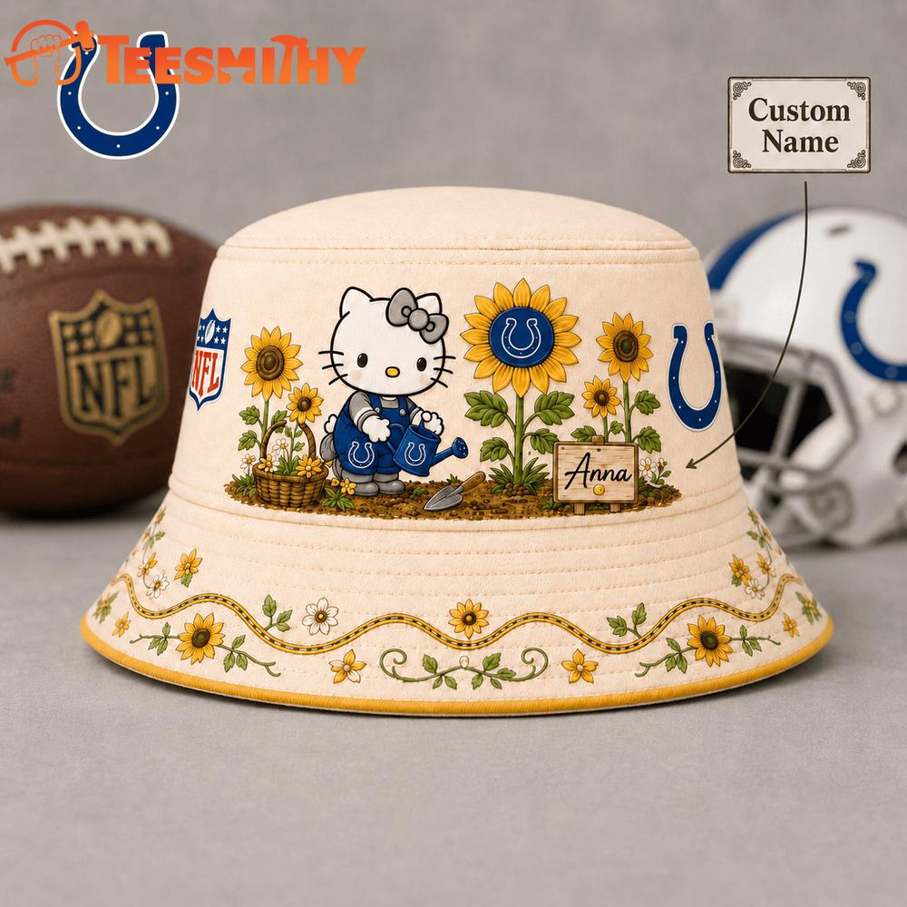 Indianapolis Colts NFL Hello Kitty Sunflower Garden Bucket Hat