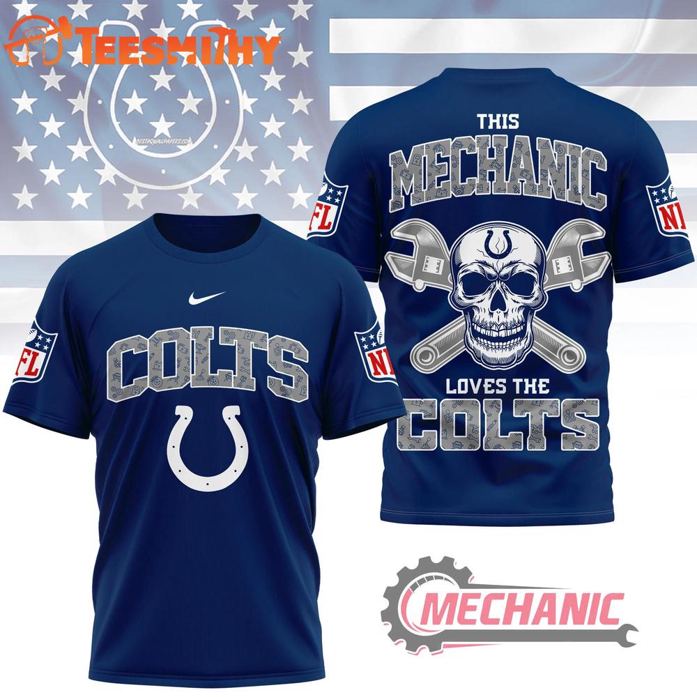 Indianapolis Colts NFL Mechanic Loves Football New Design 3D Shirt