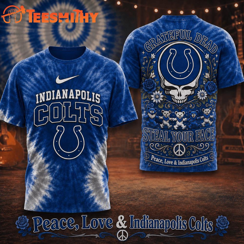Indianapolis Colts NFL Peace Love Greateful Dead Special New 3D Shirt