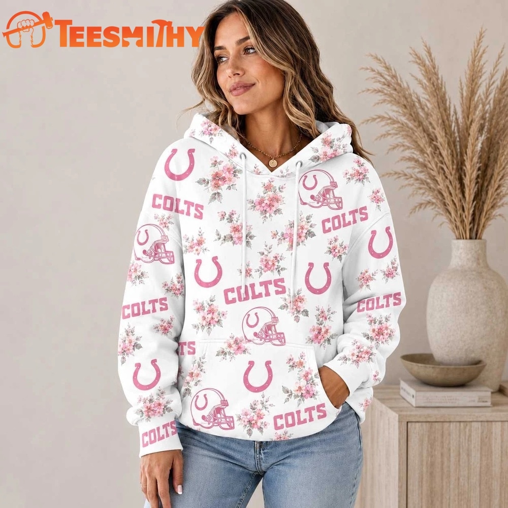 Indianapolis Colts NFL Pink Floral Team Pride Hoodie Shirt