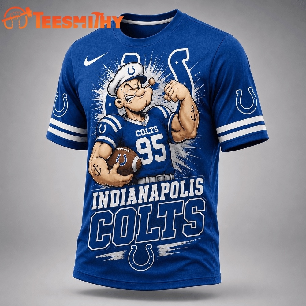 Indianapolis Colts NFL Popeye Bold Cartoon Athletes 3D T Shirt