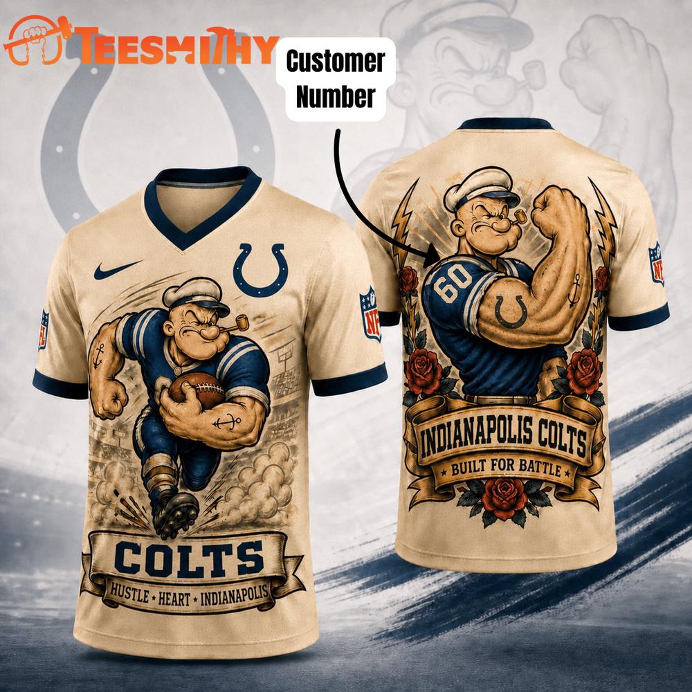 Indianapolis Colts NFL Popeye Vintage Tattoo Football Jersey
