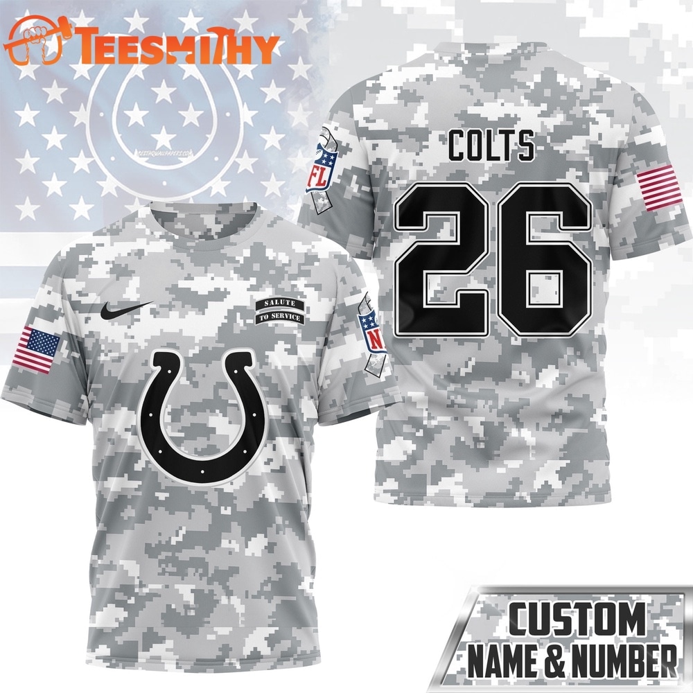 Indianapolis Colts NFL Salute to Service Custom Name & Number Camo 3D Shirt