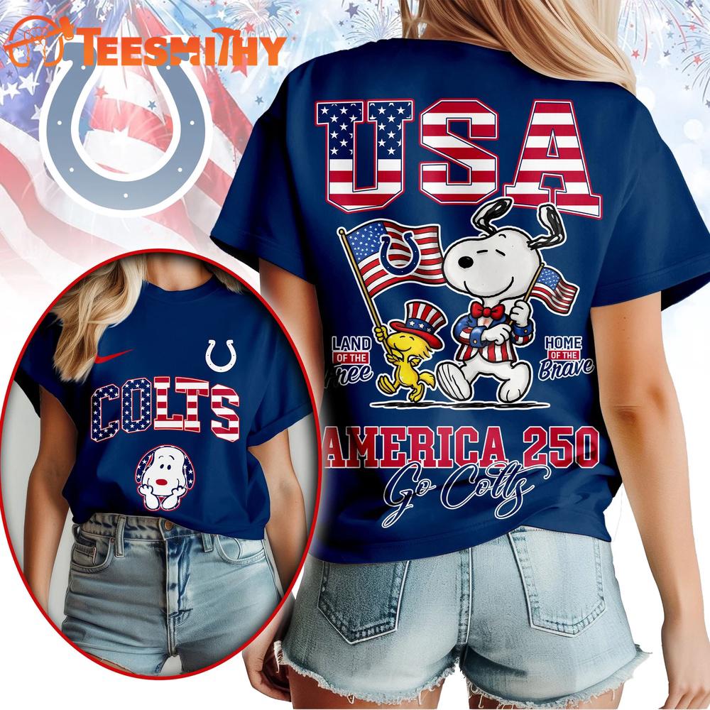 Indianapolis Colts NFL Snoopy America 250 Years Anniversary 3D T Shirt
