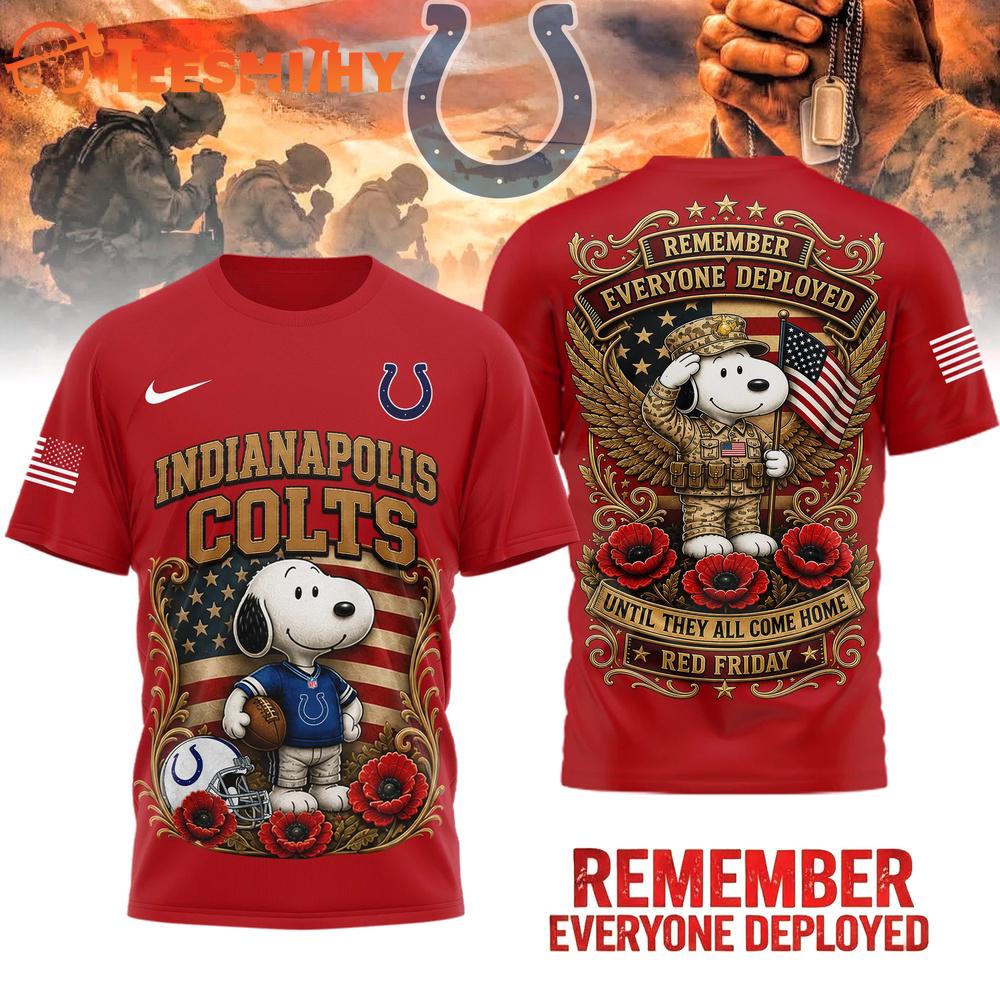 Indianapolis Colts NFL Snoopy Remember Everyone Deployed 3D Shirt