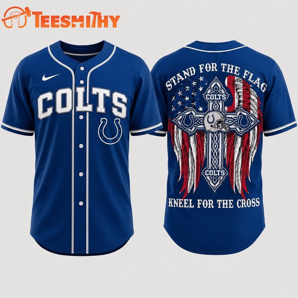 Indianapolis Colts NFL Stand For The Flag Kneel For The Cross Baseball Jersey Shirt