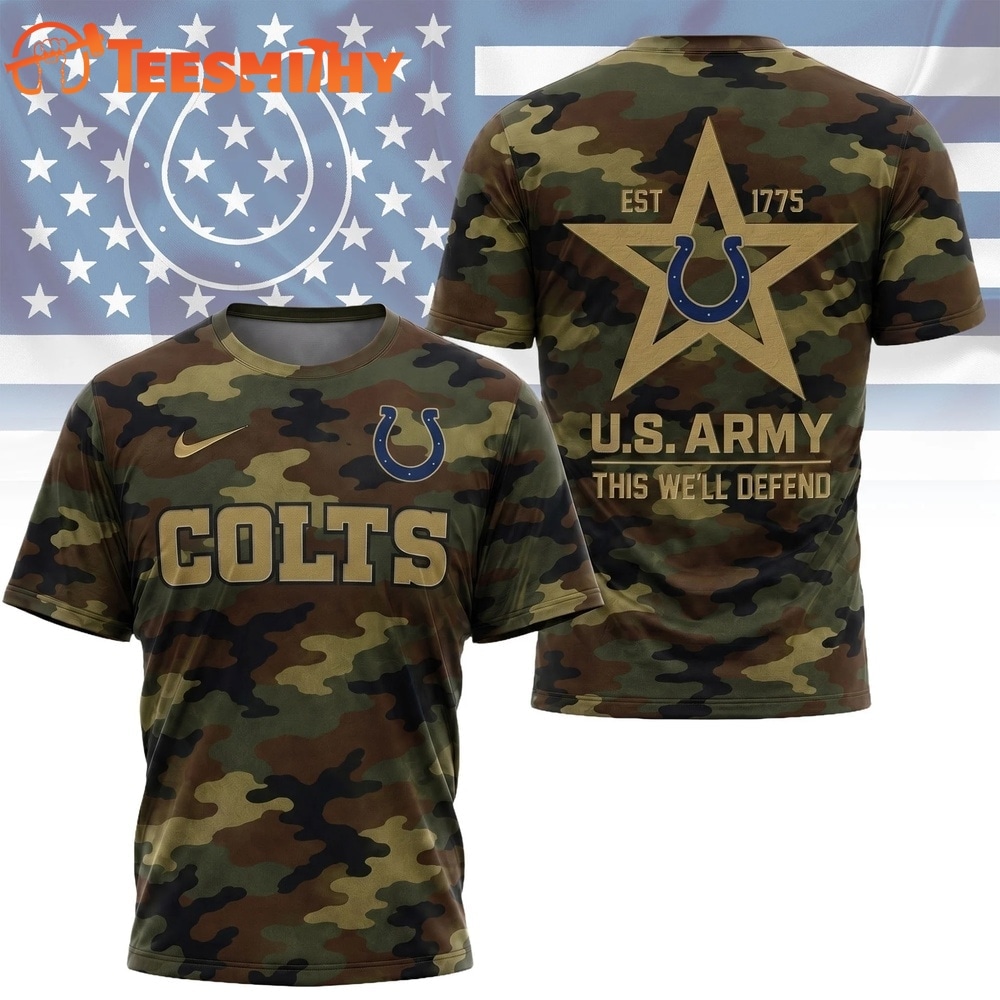 Indianapolis Colts NFL Veterans US Army Camo New Design 3D Shirt
