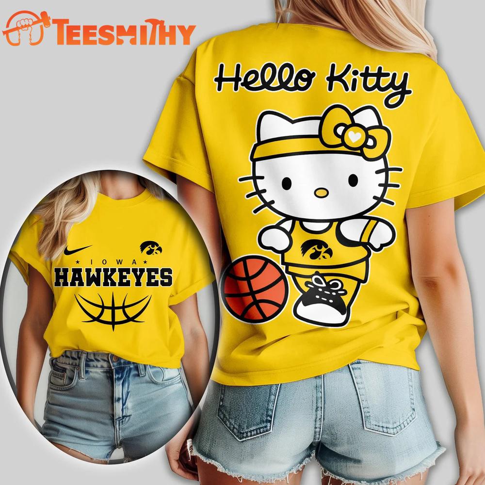 Iowa Hawkeyes NCAA Hello Kitty Basketball Unisex 3D T Shirt