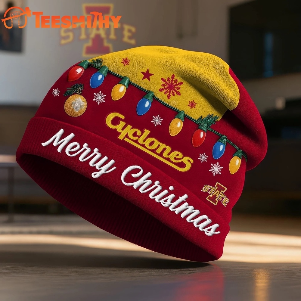 Iowa State Cyclones NCAA Merry Christmas Beanie Hat