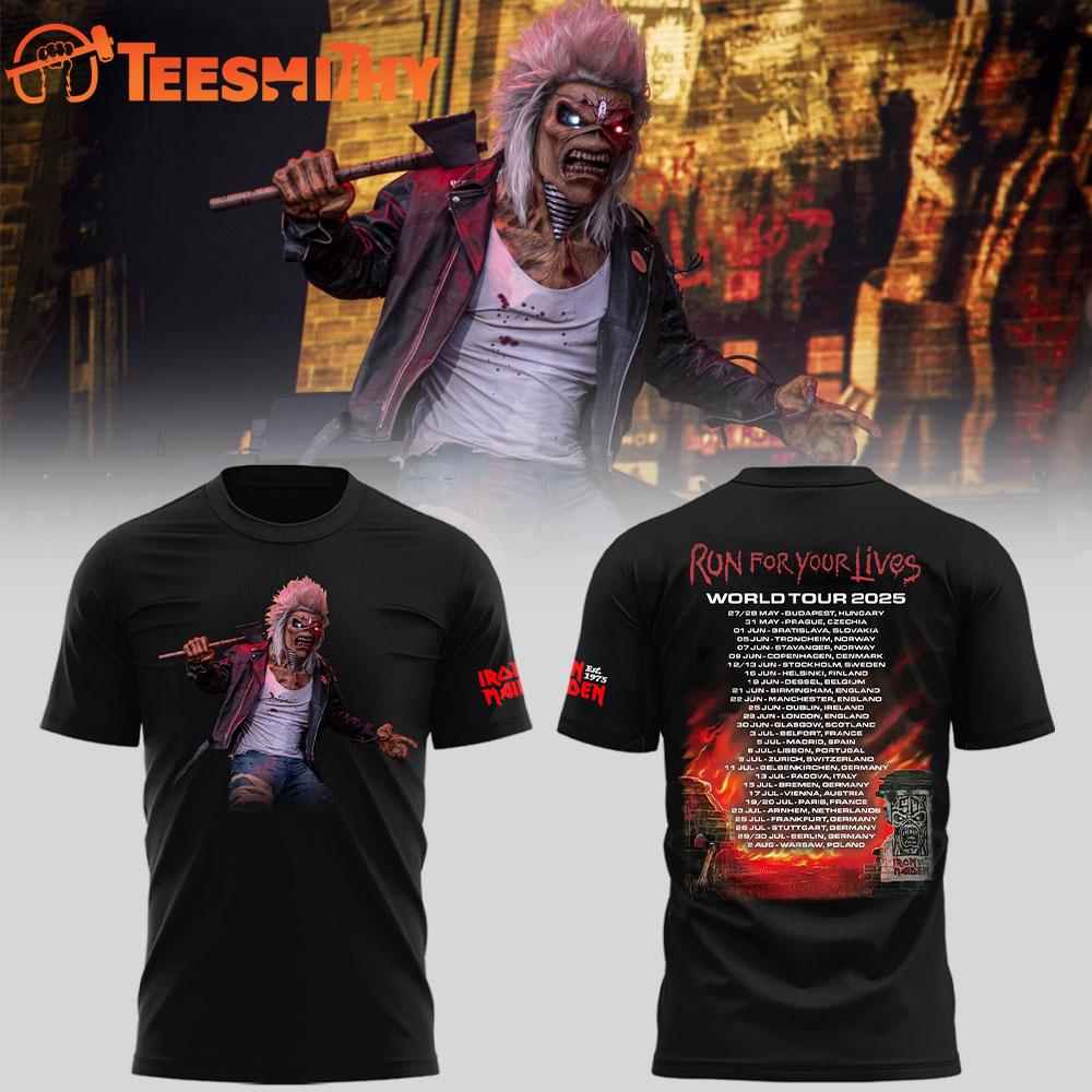 Iron Maiden Run For Your Lives World Tour 2025 T Shirt