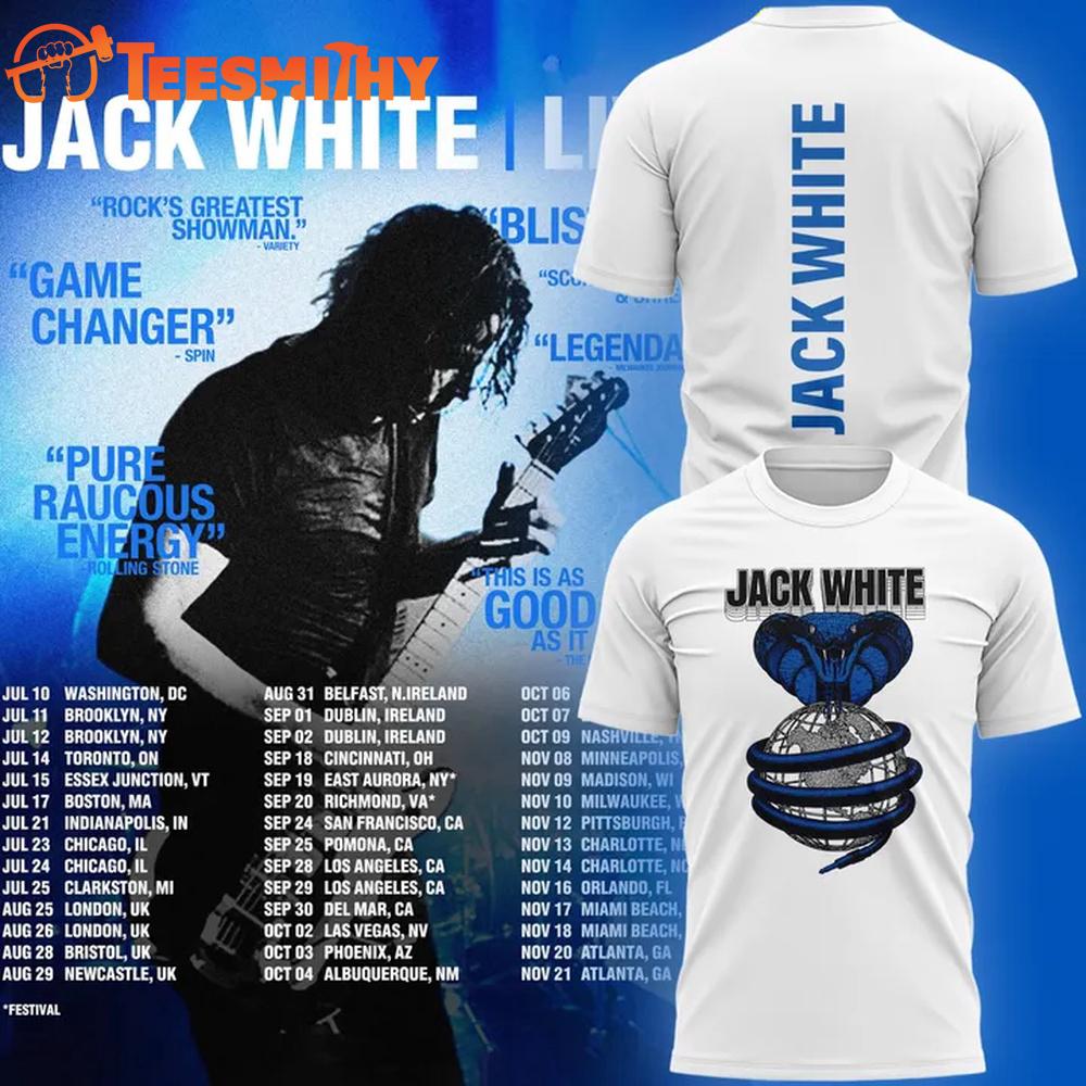 Jack White Live 2026 Tour Limited Edition White 3D Shirt