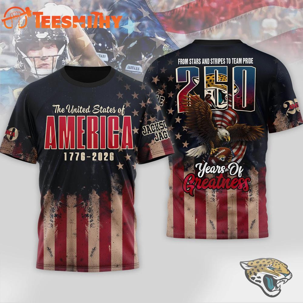 Jacksonville Jaguars 2026 NFL 250th Anniversary Of America 3D Shirt