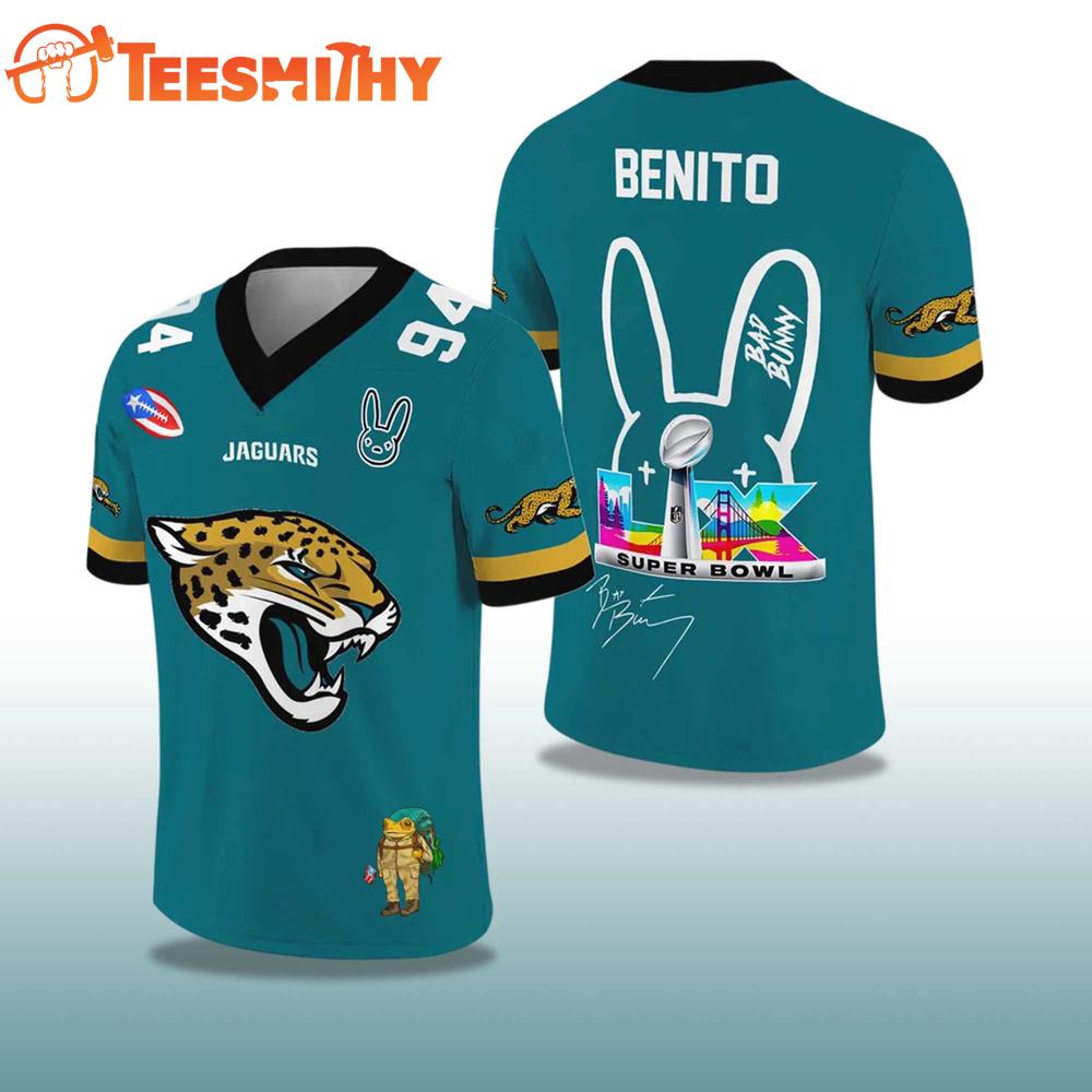 Jacksonville Jaguars Football Bad Bunny 2026 Super Bowl LX Jersey Shirt