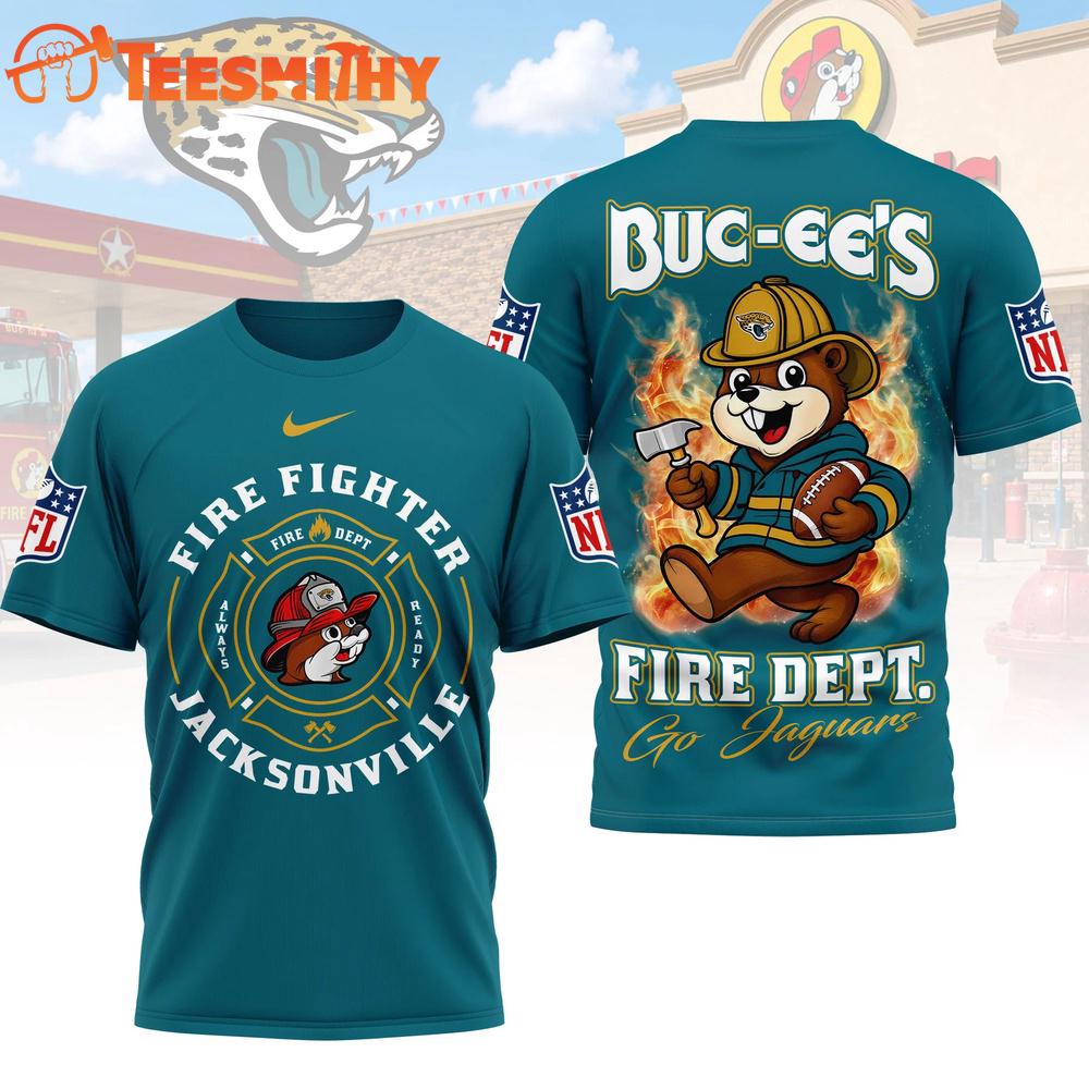 Jacksonville Jaguars NFL Buc-ee's Firefighter Strong 3D Shirt
