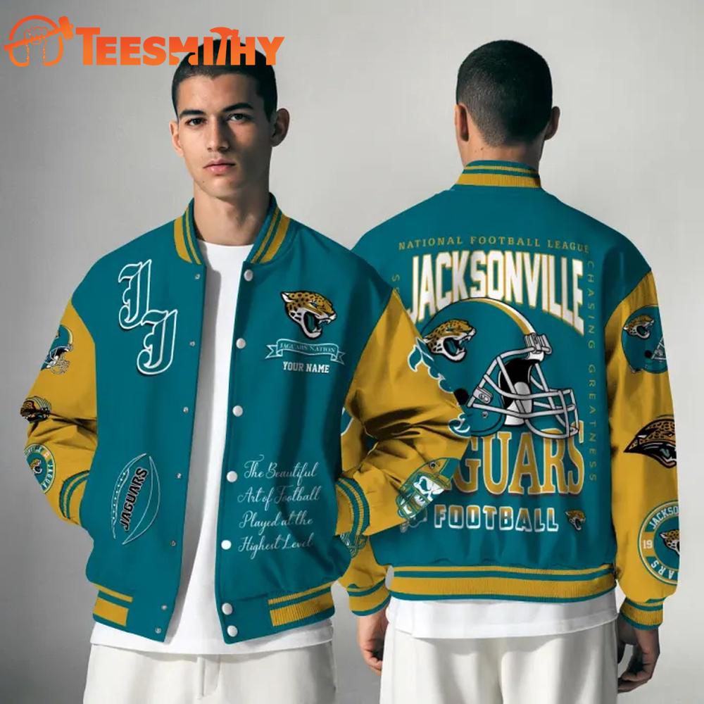 Jacksonville Jaguars NFL Chasing Greatness Personalized Varsity Jacket