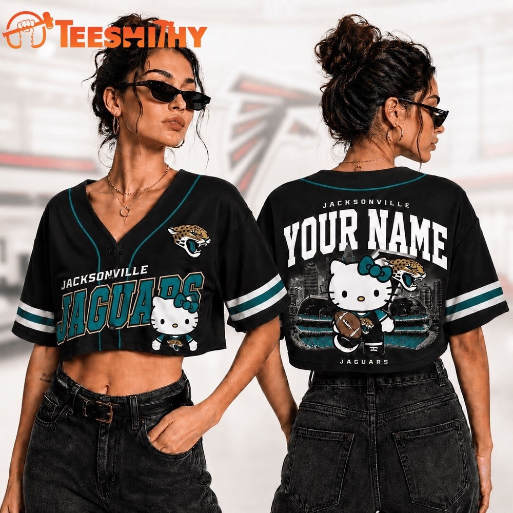 Jacksonville Jaguars NFL Hello Kitty Personalized Crop Top Baseball Jersey