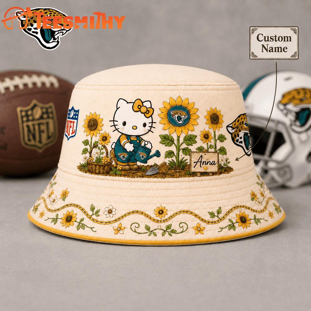 Jacksonville Jaguars NFL Hello Kitty Sunflower Garden Bucket Hat