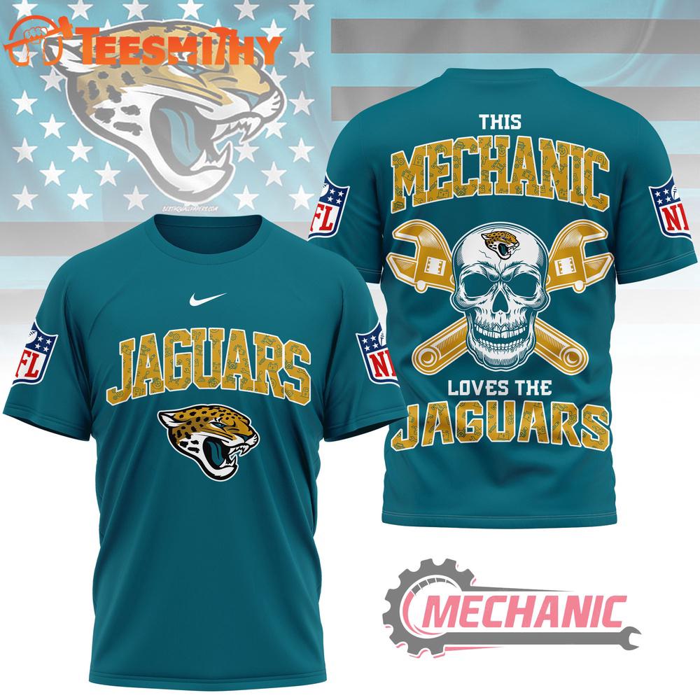 Jacksonville Jaguars NFL Mechanic Loves Football New Design 3D Shirt
