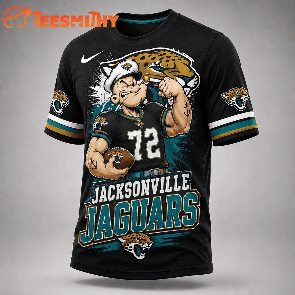 Jacksonville Jaguars NFL Popeye Bold Cartoon Athletes 3D T Shirt
