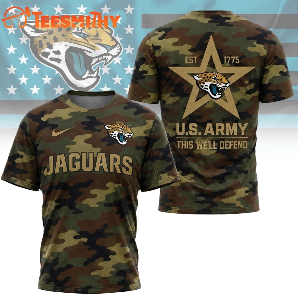 Jacksonville Jaguars NFL Veterans US Army Camo New Design 3D Shirt