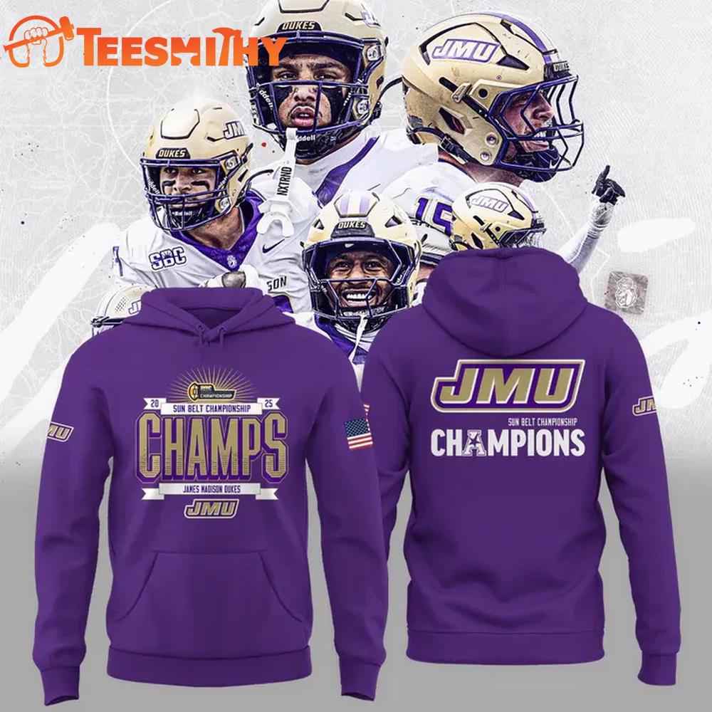 James Madison Dukes Football 2025 SUN BELT CHAMPIONS Limited Edition Hoodie