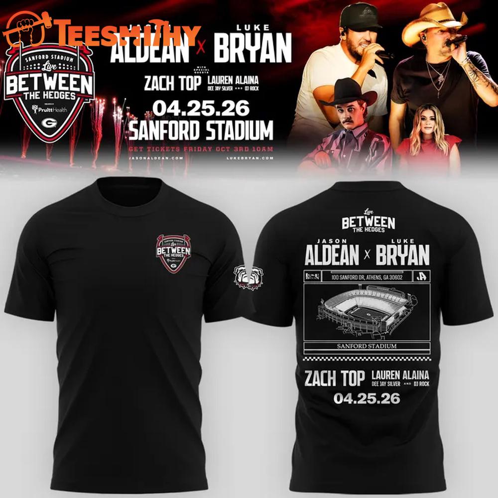 Jason Aldean and Luke Bryan Live Between The Hedges Limited Edition Black T Shirt