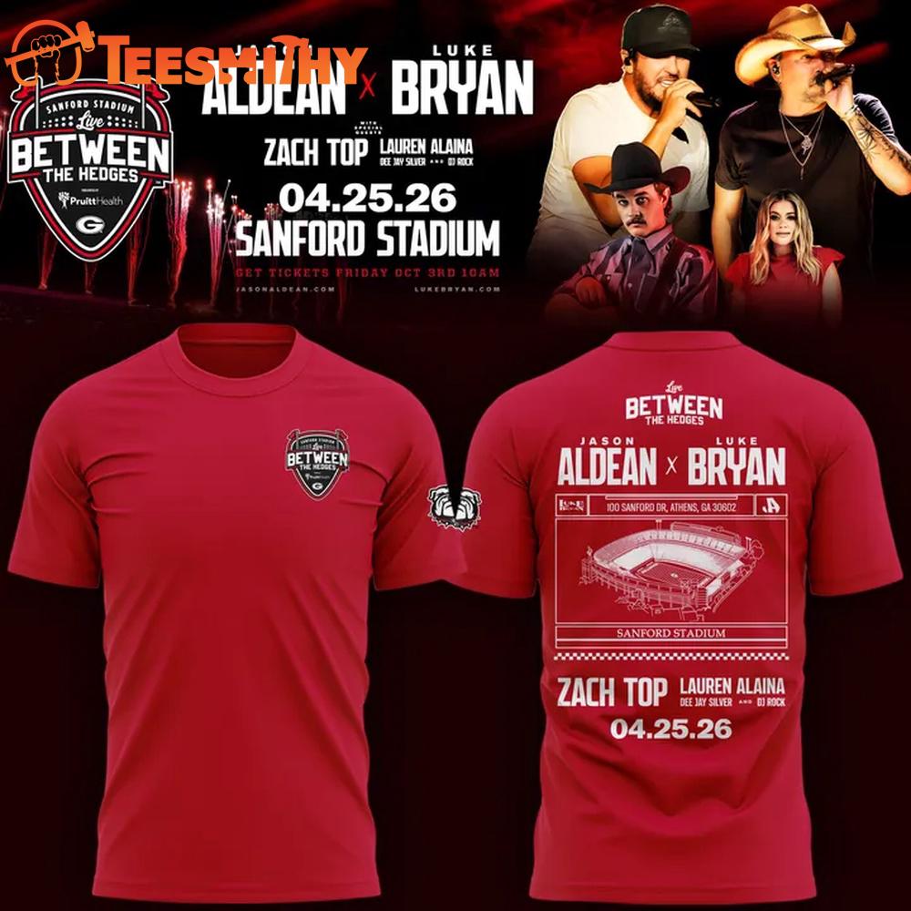 Jason Aldean and Luke Bryan Live Between The Hedges Limited Edition Red T Shirt