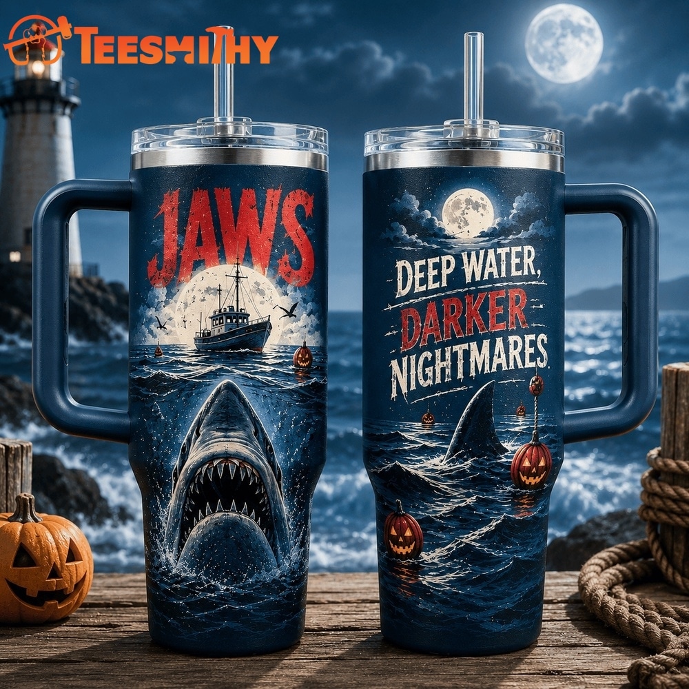 Jaws Deep Water Darker Nightmares Halloween Stanley Tumbler 40oz